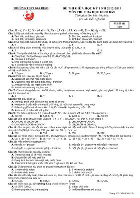Đề thi giữa học kỳ 1 năm học 2012 - 2013 môn thi Hóa học 12 cơ bản thời gian làm bài 60 phút